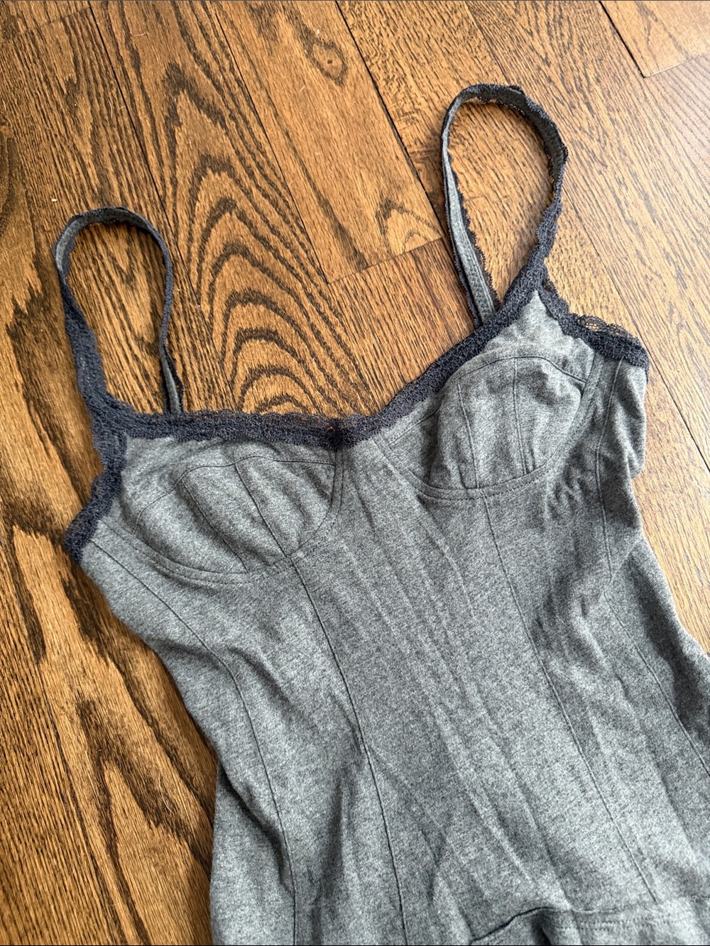 Venroy Charcoal Grey Lace-Trim Asymmetrical Tank Dress - Picture 7 of 7